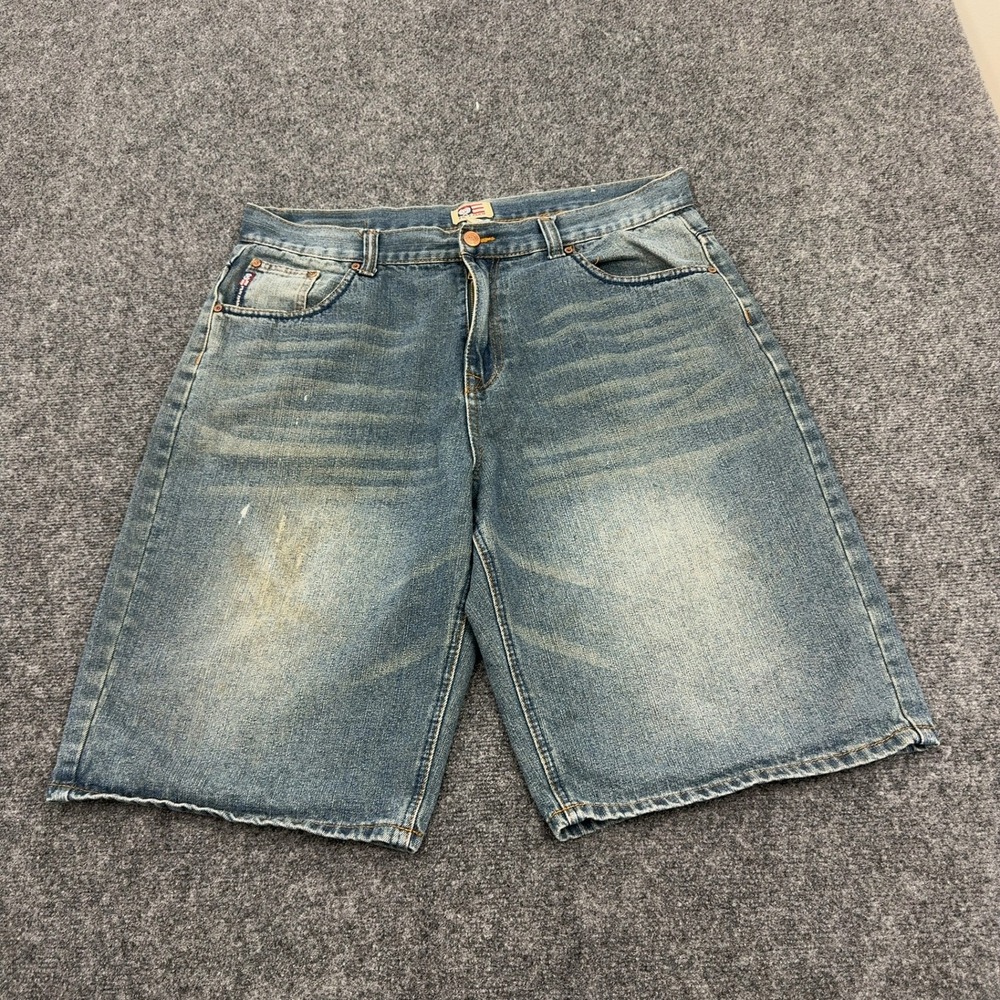Vintage Phat Farm Denim Shorts Mens 38 Blue Cotton Embroidered Baggy Y2K Hip Hop